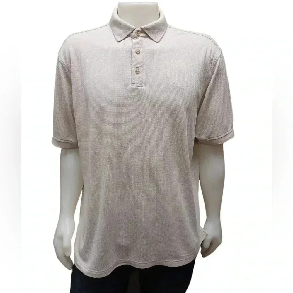 Tommy Bahama Modal Blend Short Sleeve Polo Shirt Sand Colour Size XL